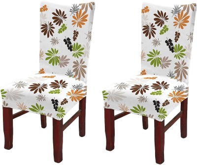 Planet Home Polyester Geometric Chair Cover(White Pack of 2)