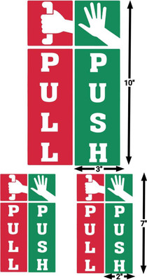HindK 25.4 cm Push pull sticker PULL PUSH SIGN Self Adhesive Sticker(Pack of 3)