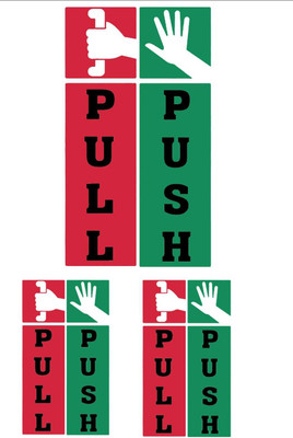 HindK 25.4 cm Push pull sign Self Adhesive Sticker(Pack of 3)