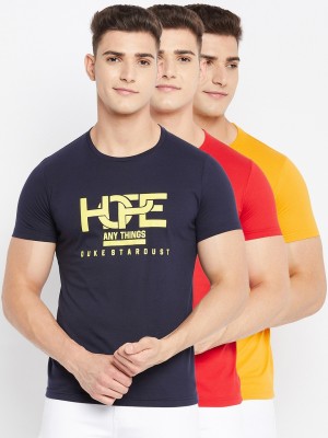 DUKE Printed Men Round Neck Blue, Orange, Yellow T-Shirt