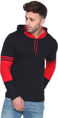 Panda Bear Colorblock Men Hooded Neck Red, Black T-Shirt