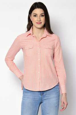 PRETTY LOVING THING Casual Striped Women Orange Top