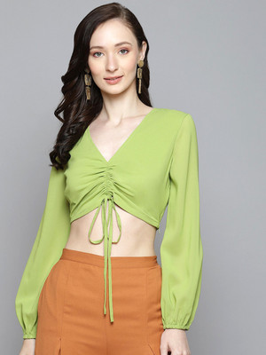 SASSAFRAS Casual Solid Women Green Top