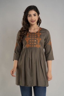 JAIPUR FASHION Party Embroidered Women Grey Top