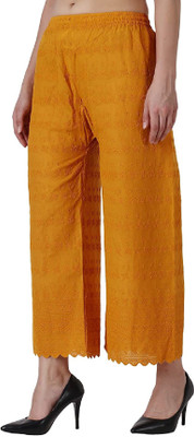 Kanna Fabric Regular Fit Women Yellow Trousers