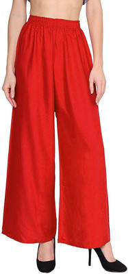Kanna Fabric Regular Fit Women Red Trousers