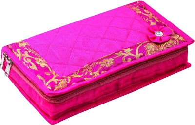 Billiondesigner Presents Makeup kit Quilted Cotton Material Jewellery Pouch Box organizer Makeup and Jewellery Kit Vanity Box(Pink)