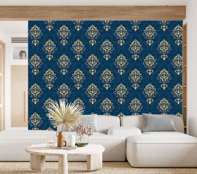 We Kreate Vinyl Floral & Botanical Blue Wallpaper(L x W: 250 cm x 45 cm)
