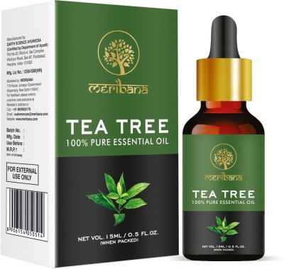 MeriBana Ayurveda Tea Tree Oil for Skin, Hair and Acne care- Tea-Tree Essential Oil 15 ml(15 ml)