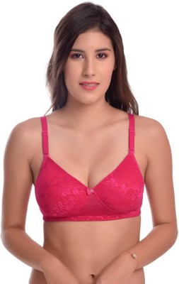 ISOR FASHION Women and Girls,Cotton,Lace,Full Coveage,Western,Seamed, Wirefree, Women T-Shirt Lightly Padded Bra(Pink)