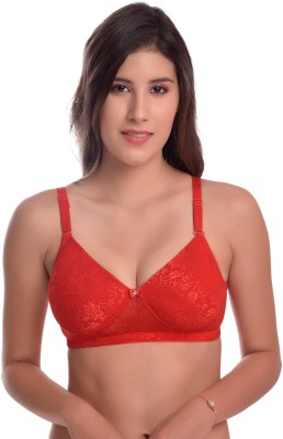 ISOR FASHION Women and Girls,Cotton,Lace,Full Coveage,Western,Seamed, Wirefree, Women T-Shirt Lightly Padded Bra(Red)