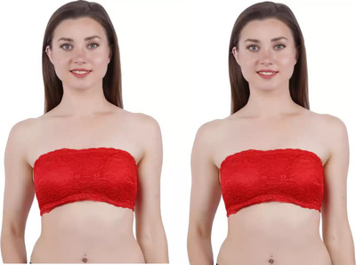 JVBRANGI Women Bandeau/Tube Lightly Padded Bra(Red)