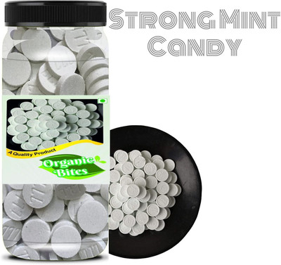 Organic Bites Mint Candy (Extra Strong Mint Candy) Sugar Bolied Mint Candy - 200 gm Jar Pack Mint Candy(200 g)