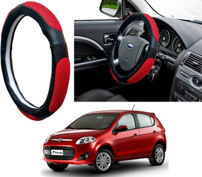 Selifaur Steering Cover For Fiat Palio(Red Black, Leatherite, Fabric)