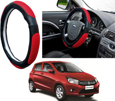 Selifaur Steering Cover For Maruti Celerio(Red Black, Leatherite, Fabric)