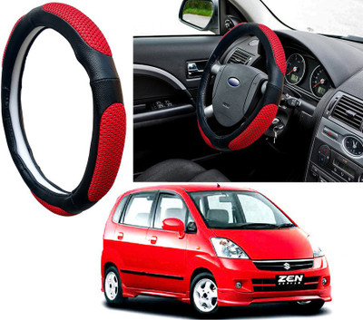 Selifaur Steering Cover For Maruti Zen Estilo(Red Black, Leatherite, Fabric)
