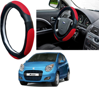 Selifaur Steering Cover For Maruti A-Star(Red Black, Leatherite, Fabric)