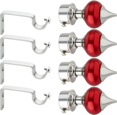 Ghazian Red Curtain Knobs, Rod Rail Bracket Metal(Pack of 8)