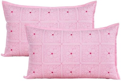 RADECOR Embroidered Pillows Cover(Pack of 2, 45.72 cm*71.12 cm, Pink)