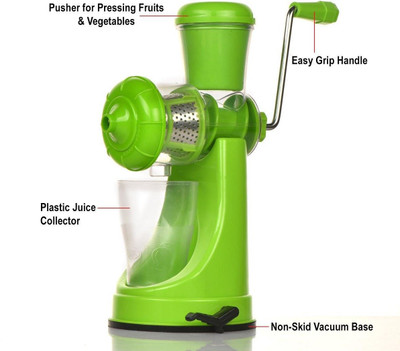 PEACHBERRY Plastic Fruit & Vegetable Manual Steel Handle Polypropylene Hand Juicer Hand Juicer(Green)