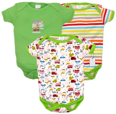 tiniberry Romper For Baby Boys & Baby Girls Printed Cotton Blend(Green, Pack of 3)