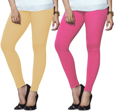 Lyra Ankle Length  Ethnic Wear Legging(Pink, Beige, Solid)