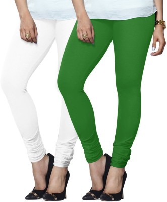 Lyra Churidar  Ethnic Wear Legging(White, Green, Solid)