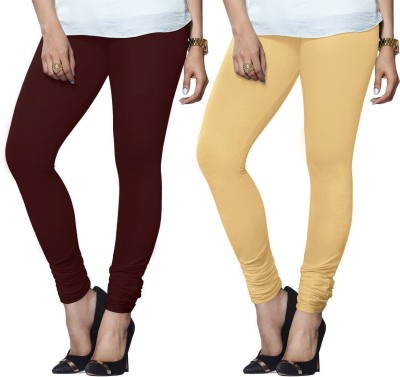 Lyra Churidar  Ethnic Wear Legging(Maroon, Beige, Solid)