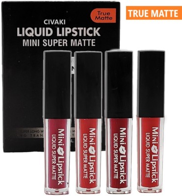 CIVAKI Waterproof Liquid Pocket Matte Mini Lipsticks Set of 4(Red Edition, 12 ml)