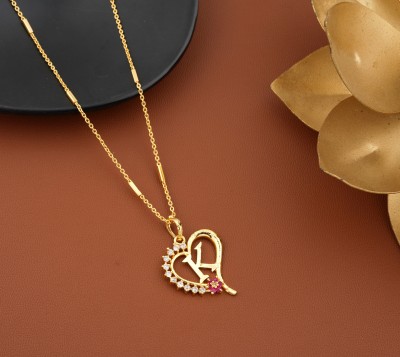 Jewel WORLD K letter mangalsutra gold plated pendant locket for girls/women alloy design new model 19 INCH short-long stylish Traditional fashionable chain alphabet name mangalsutras Alloy Mangalsutra