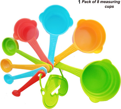Smiling Cart Measuring Cups and Spoons for Kitchen Pack of 1 Set (Multicoloured, 8 Pcs) Measuring Cup Set(240 ml)