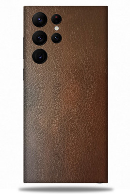 OggyBaba Samsung Galaxy S22 Ultra Mobile Skin(Brown Leather Skin With Ultra Matte Finish)