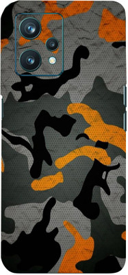 Mclaxa Orange Camouflage Mobile Back Skin, Orange Camouflage, Realme 9 Pro Plus Mobile Skin(Orange Camouflage Skin With Super Matte Finish)