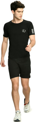 LF Love For Fashion Men Solid Black Top & Shorts Set