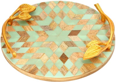 DULI Inlay Work Round Multipurpose Platter in MDF for Serving Tray, Home & Kitchen Tray