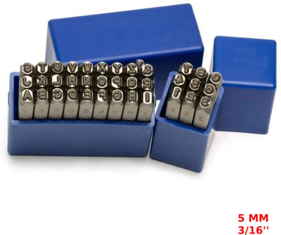 SAMENX Letter & Number Punch Set | 9 Numbers (0 to 9) & 27 Letters (A to Z ) 36pcs 5mm Punches & Punching Machines(Set Of 30, Blue)