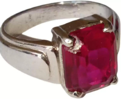 Neeba Metal Ruby Silver Plated Ring