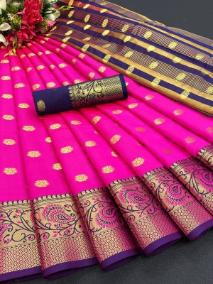 DreamFabric Woven Bollywood Jacquard, Art Silk Saree(Pink)