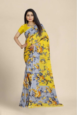 Saadhvi Printed Bhagalpuri Georgette Saree(Yellow)