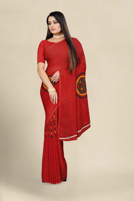 Grubstaker Printed Daily Wear Georgette Saree(Multicolor)