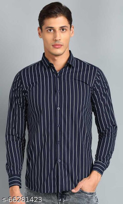 SK Fashion Men Striped Casual Blue Shirt