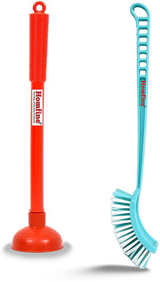 homfine Toilet Cleaning Combo Set of Toilet Brush and Toilet Plunger with Holder(Multicolor)