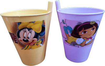 SOFTLINE DISNEY LID SIPPER WITH STRAW - 2 SIPPER ( RANDOM COLOR)(Red, Blue, Green)