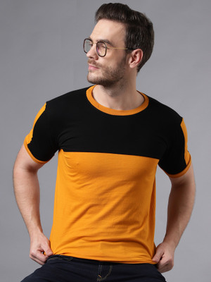 THE EG STORE Colorblock Men Round Neck Yellow T-Shirt