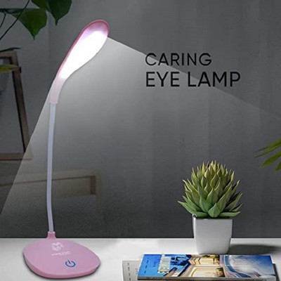 AKR Rechargeable Touch Control On Off Student Study for Children Eye Protection Table Lamp(35 cm, Pink, White)