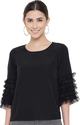 ALL WAYS YOU Party Solid Women Black Top