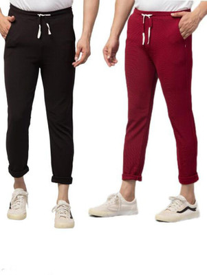 ASK CREATION Solid Men Maroon, Black Track Pants