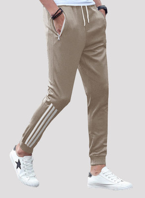 EyeBogler Striped Men Beige Track Pants