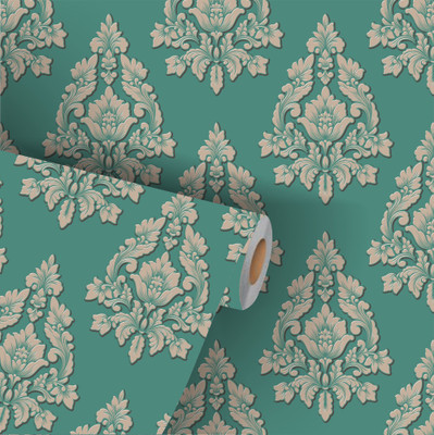 Shree Shyam Vinyl Decorative Green Wallpaper(L x W: 250 cm x 45 cm)