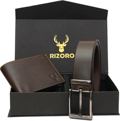 RIZORO Wallet & Belt Combo(Brown)